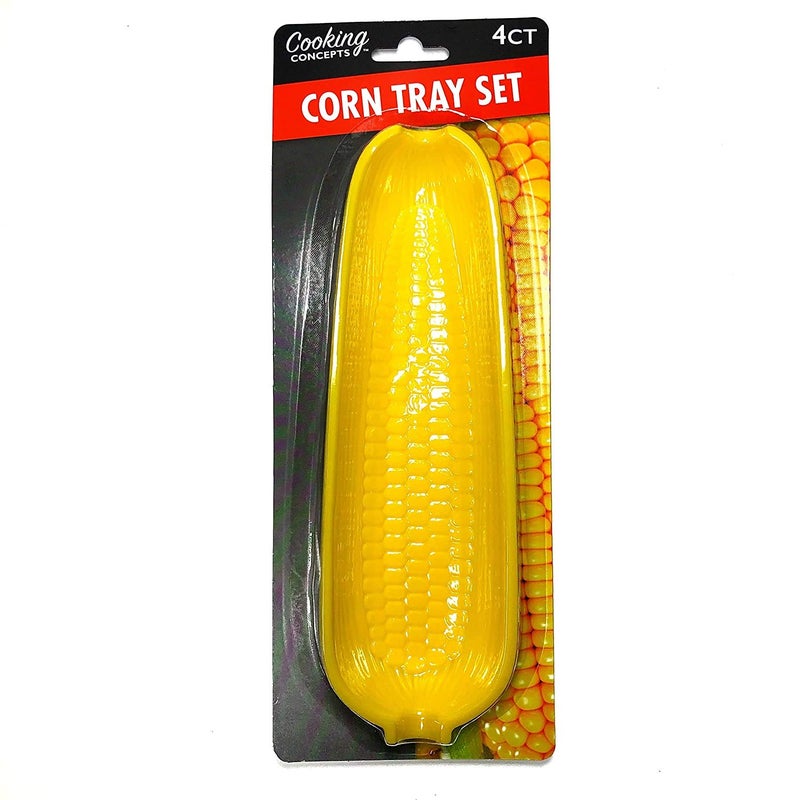 Cooking Concepts Corn on the Cob Tray Set, 4 Trays, Yellow, Plastic, Rectangular, 9.5'L x 3'W x 1.3'H - Image 1